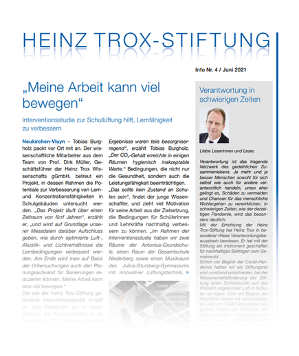 Heinz Trox-Stiftung Infoletter Nr. 4 / 2021